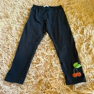 MonnaLisa,  plain black leggings with cherry detail on the bottom size 8